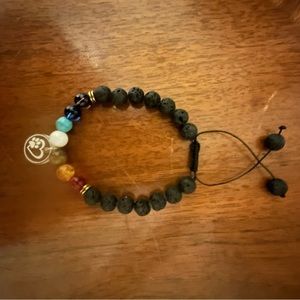 Lava bracelet 8 mm beads lava rock, green king stone, turquoise, chakra bead